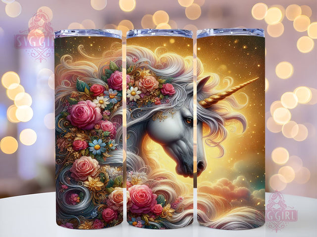 Golden Unicorn 20oz Tumbler Wrap Sublimation Design, Straight Tapered Tumbler Wrap, Unicorn Tumbler Png, Instant Digital Download Sublimation SvggirlplusArt 