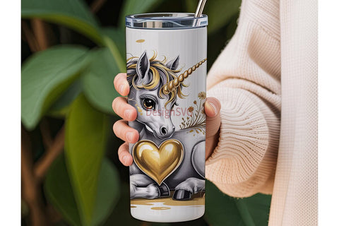 Golden Unicorn & Bee 20oz Tumbler Design Sublimation DesignSVG 
