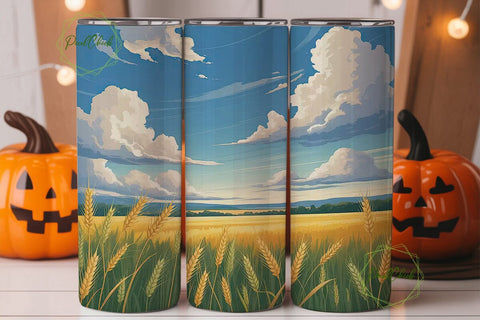 Golden Wheat Field 20oz Tumbler Wrap Sublimation PixelChick 