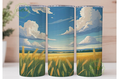Golden Wheat Field 20oz Tumbler Wrap Sublimation PixelChick 