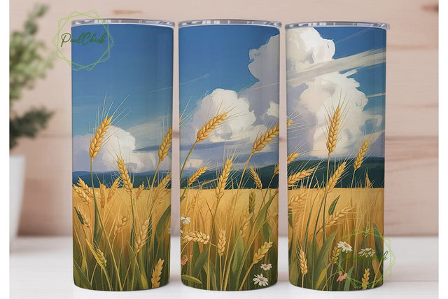 Golden Wheat Field 20oz Tumbler Wrap Sublimation PixelChick 