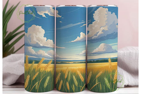 Golden Wheat Field 20oz Tumbler Wrap Sublimation PixelChick 