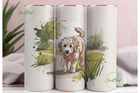 Goldendoodle Dog 20oz Tumbler Wrap Sublimation PixelChick 