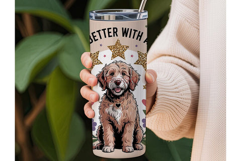 Goldendoodle Floral 20oz Tumbler Wrap Sublimation DesignSVG 