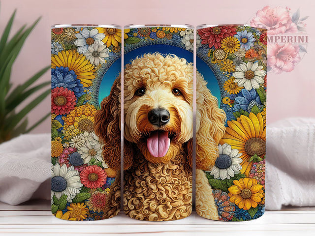 Goldendoodle Floral Dog Tumbler Wrap, Doodle Dog Tumbler, Floral Dog Tumbler, 20oz Tumbler Sublimation, Cute Dog Tumbler Design, Pet Lover Tumbler, Digital Tumbler Wrap Sublimation Li Zamperini 