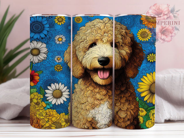 Goldendoodle Floral Dog Tumbler Wrap, Doodle Dog Tumbler, Floral Dog Tumbler, 20oz Tumbler Sublimation, Cute Dog Tumbler Design, Pet Lover Tumbler, Digital Tumbler Wrap Sublimation Li Zamperini 