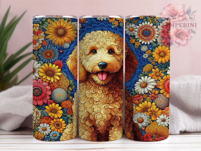 Goldendoodle Floral Dog Tumbler Wrap, Doodle Dog Tumbler, Floral Dog Tumbler, 20oz Tumbler Sublimation, Cute Dog Tumbler Design, Pet Lover Tumbler, Digital Tumbler Wrap Sublimation Li Zamperini 
