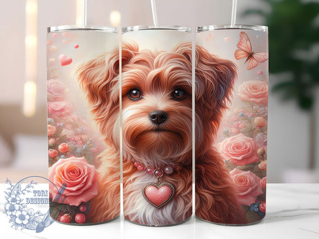 Goldendoodle Puppy Love Tumbler, Dog Valentine's Day, 20oz Tumbler Wrap, Sublimation Design, Cute Pet Tumbler, Puppy Love Wrap, Dog Lover Gift Sublimation ToriDesigns 