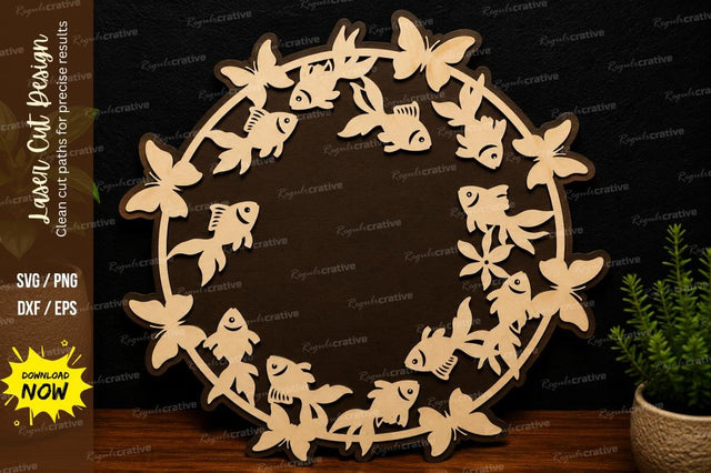 Goldfish Butterfly Wreath laser cut svg File SVG Regulrcrative 