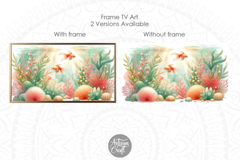 Goldfish Frame TV art, goldfish aquarium, watercolor paintings Digital Pattern Artisan Craft SVG 