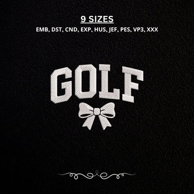 Golf Bow Machine Embroidery Design PES DST Stitch Pattern Files Embroidery/Applique DESIGNS PatternFeed8 