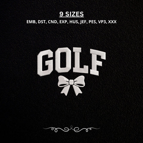 Golf Bow Machine Embroidery Design PES DST Stitch Pattern Files Embroidery/Applique DESIGNS PatternFeed8 