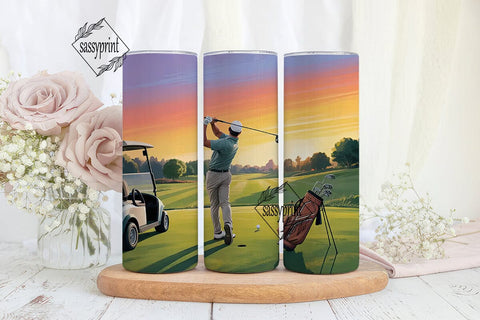 Golf Course Sunset 20oz Tumbler Wrap Sublimation sassyprint 