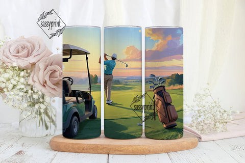 Golf Course Sunset 20oz Tumbler Wrap Sublimation sassyprint 
