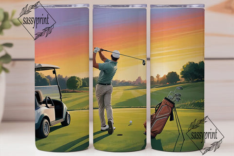 Golf Course Sunset 20oz Tumbler Wrap Sublimation sassyprint 