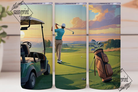 Golf Course Sunset 20oz Tumbler Wrap Sublimation sassyprint 