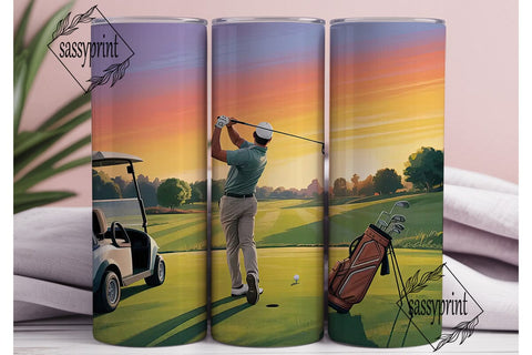Golf Course Sunset 20oz Tumbler Wrap Sublimation sassyprint 