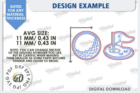 Golf Earrings Laser Cut. Sports Stud Earrings SVG SVG Evgenyia Guschina 