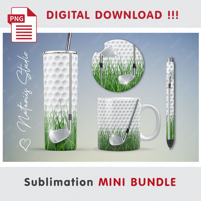 Golf Mini Bundle - Tumbler, Mug, Pen, Coaster. Sublimation Natariis Studio 