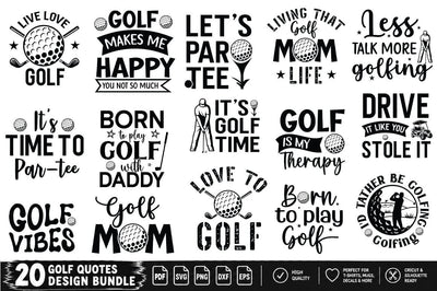 Golf Quotes SVG PNG Bundle, Funny Golf Sayings, Golf Mom and Dad Designs, Golfer Typography, Golf Lover Cricut Cut Files SVG FiveStarCrafting 