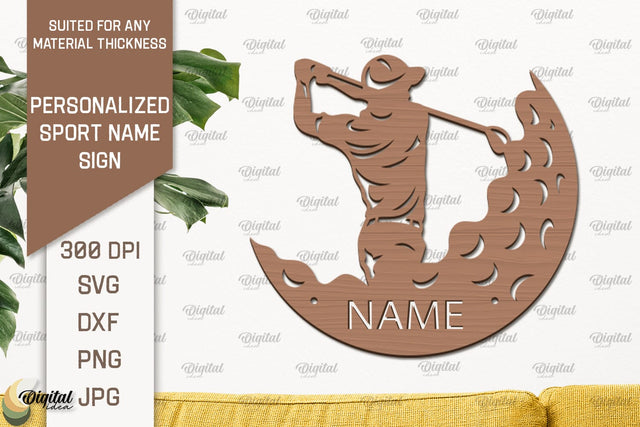Golf Sign Laser Cut. Personalized Sport Name Sign SVG Evgenyia Guschina 