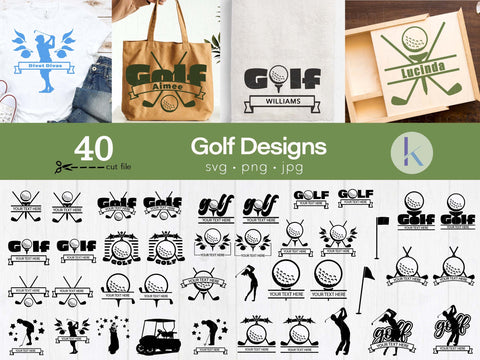 Golf split monogram svg, Golf svg, Golf bundle svg, SVG Kimberly Thomas Design 