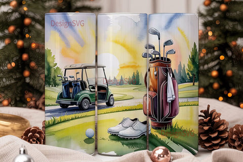 Golf Sunset 20oz Tumbler Wrap Sublimation DesignSVG 
