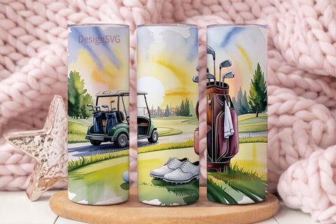 Golf Sunset 20oz Tumbler Wrap Sublimation DesignSVG 