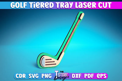 Golf Tiered Tray Laser Cut | Tiered Tray Laser Cut Design | CNC Files SVG The T Store Design 