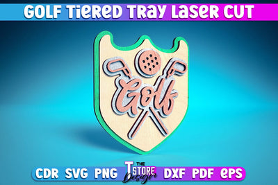 Golf Tiered Tray Laser Cut | Tiered Tray Laser Cut Design | CNC Files SVG The T Store Design 