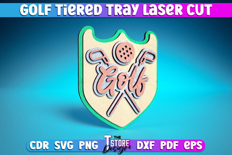 Golf Tiered Tray Laser Cut | Tiered Tray Laser Cut Design | CNC Files SVG The T Store Design 
