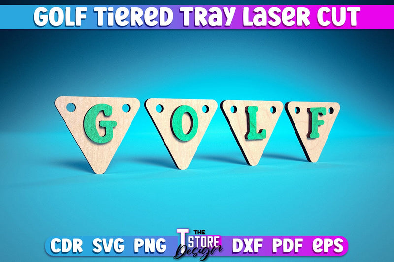 Golf Tiered Tray Laser Cut | Tiered Tray Laser Cut Design | CNC Files SVG The T Store Design 