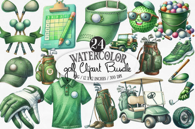 Golf Watercolor Cliparts Sublimation SVGista 