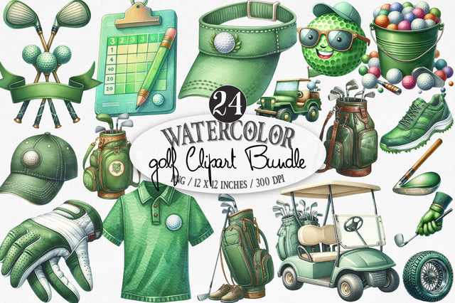 Golf Watercolor Cliparts Sublimation SVGista 