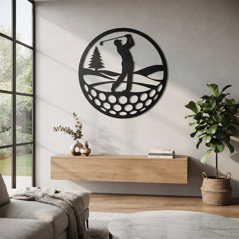Golfer Laser SVG | Golf Ball Metal Wall Art DXF | Golf Player Silhouette CNC Plasma Cut File | Laser Cut Svg | Golf Course Decor SVG HappyDesignStudio 