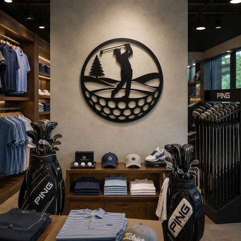 Golfer Laser SVG | Golf Ball Metal Wall Art DXF | Golf Player Silhouette CNC Plasma Cut File | Laser Cut Svg | Golf Course Decor SVG HappyDesignStudio 
