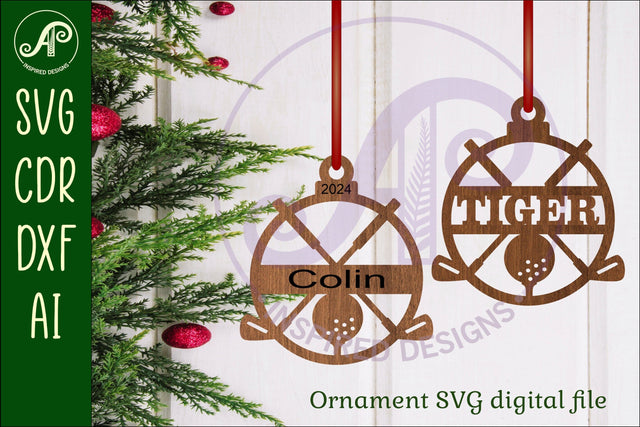 Golfers Christmas Ornament SVG laser cut SVG APInspireddesigns 