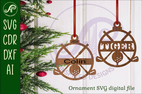 Golfers Christmas Ornament SVG laser cut SVG APInspireddesigns 