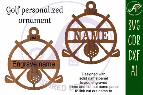 Golfers Christmas Ornament SVG laser cut SVG APInspireddesigns 