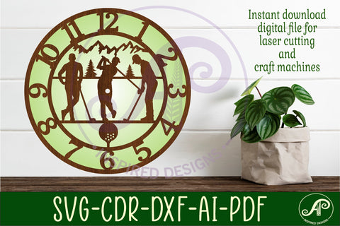 Golfing wall clock laser cut files, SVG SVG APInspireddesigns 