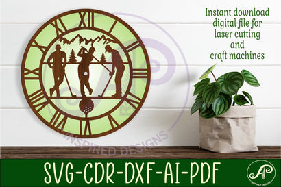 Golfing wall clock laser cut files, SVG SVG APInspireddesigns 