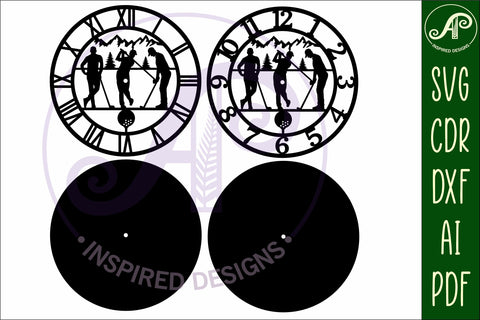 Golfing wall clock laser cut files, SVG SVG APInspireddesigns 