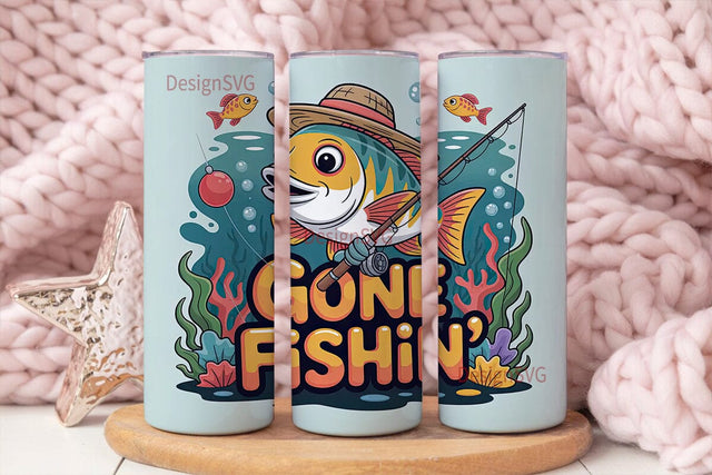 Gone Fishing 20oz Tumbler Wrap Sublimation DesignSVG 