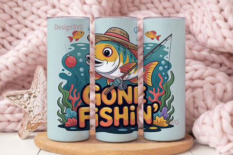 Gone Fishing 20oz Tumbler Wrap Sublimation DesignSVG 