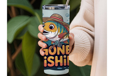 Gone Fishing 20oz Tumbler Wrap Sublimation DesignSVG 