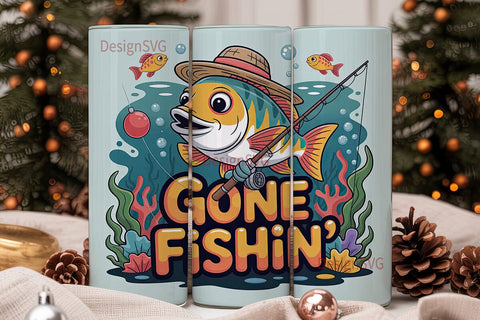 Gone Fishing 20oz Tumbler Wrap Sublimation DesignSVG 