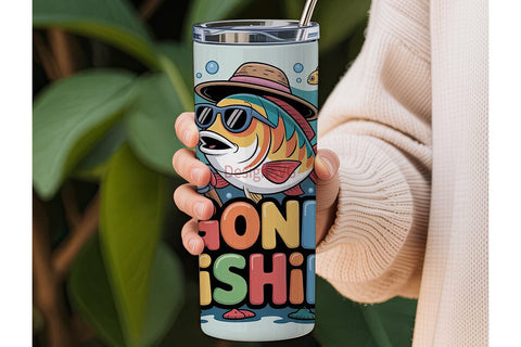 Gone Fishing 20oz Tumbler Wrap Sublimation DesignSVG 