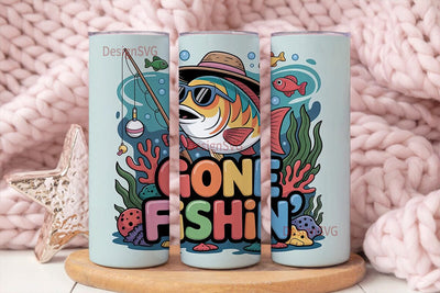 Gone Fishing 20oz Tumbler Wrap Sublimation DesignSVG 