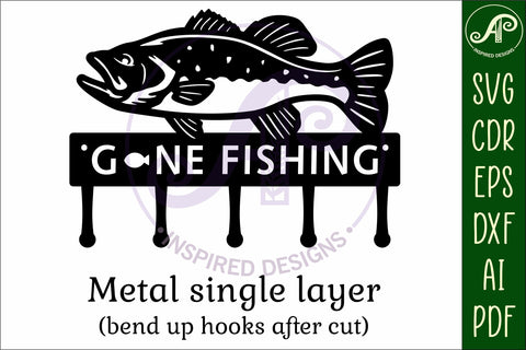 Gone fishing bass fish Key holder designs for wood and metal SVG APInspireddesigns 