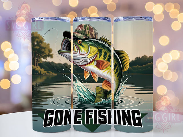 Gone Fishing Dad Gift 20oz Tumbler, Father’s Day Gift, Sublimation Wrap, Fishing Dad Mug, 20oz Tumbler Design, Gone Fishing Quote, Outdoor Father Design Sublimation SvggirlplusArt 